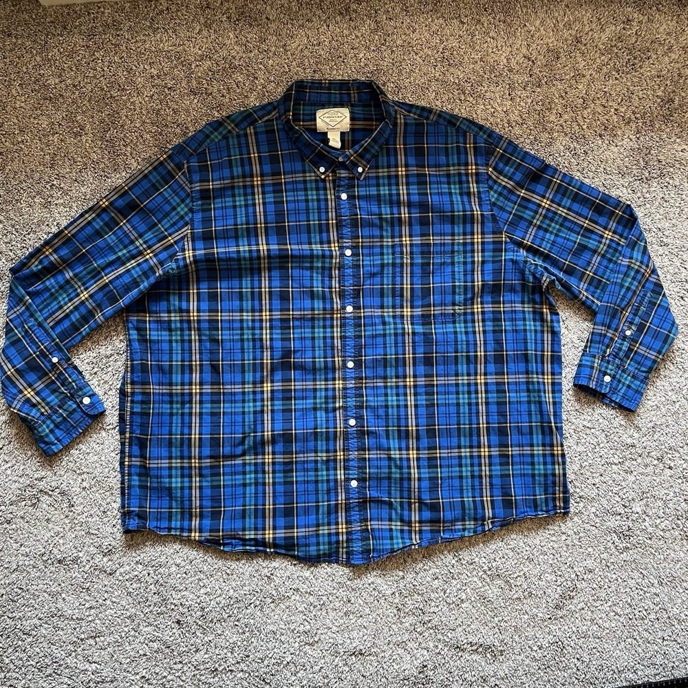 St John's Bay Plaid Button Up Shirt Men's 4XL Long Sleeve